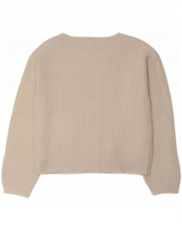 Suéter feminino Marks & Spencer com gola canoa Reino Unido 10 pequeno off white