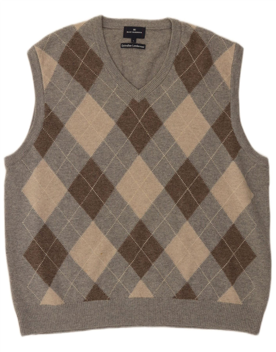 Regata masculina Blue Harbor com colete grande cinza Argyle/Diamond Lambswool