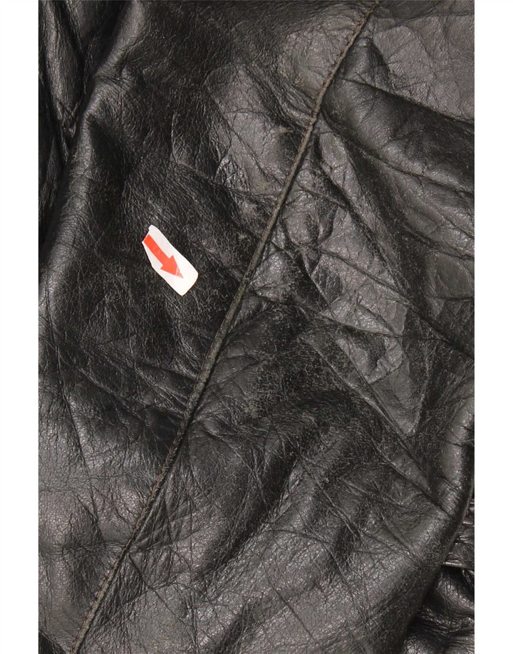 Jaqueta de couro feminina vintage IT 48 XL preta