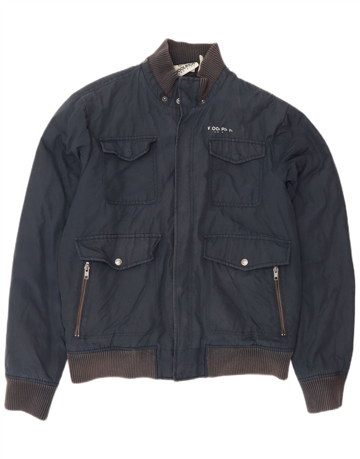 Jaqueta utilitária masculina Woolrich Reino Unido 40 grande algodão azul marinho