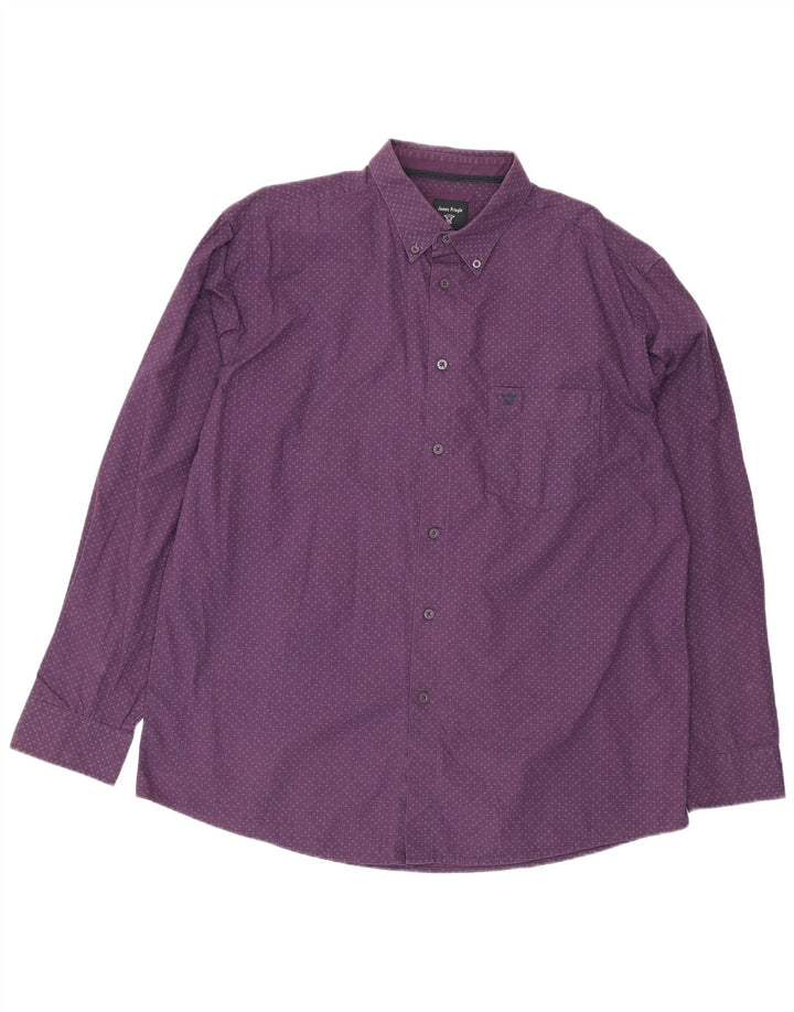 Camisa masculina James Pringle grande algodão geométrico roxo