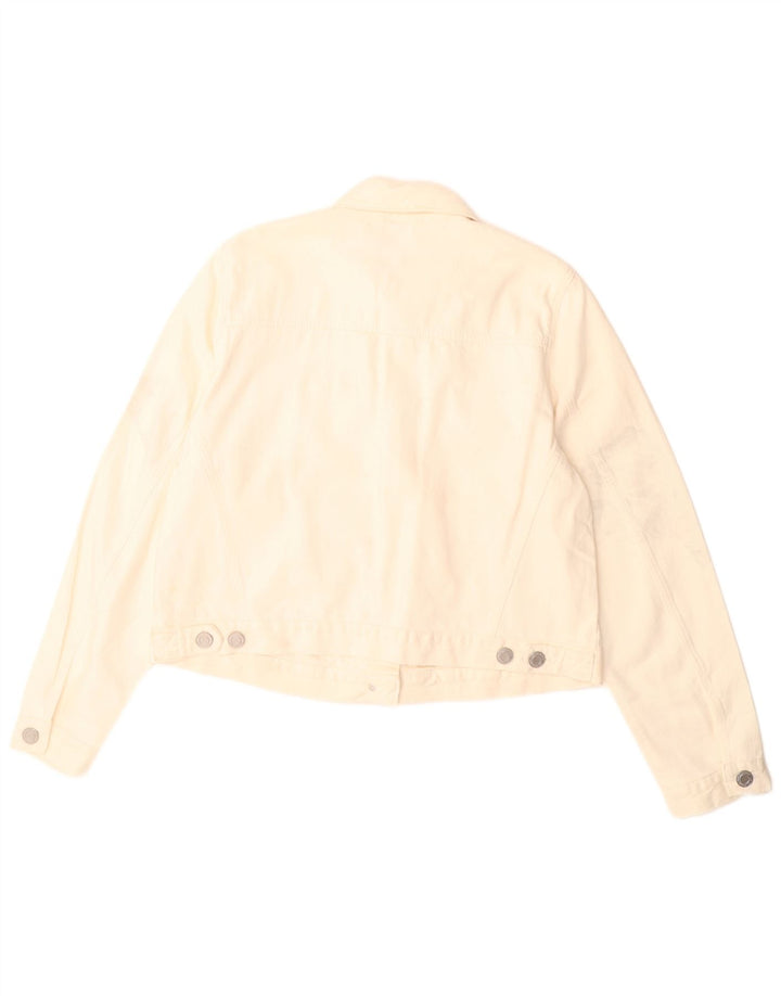 Jaqueta jeans feminina Marks & Spencer UK 16 grande algodão branco