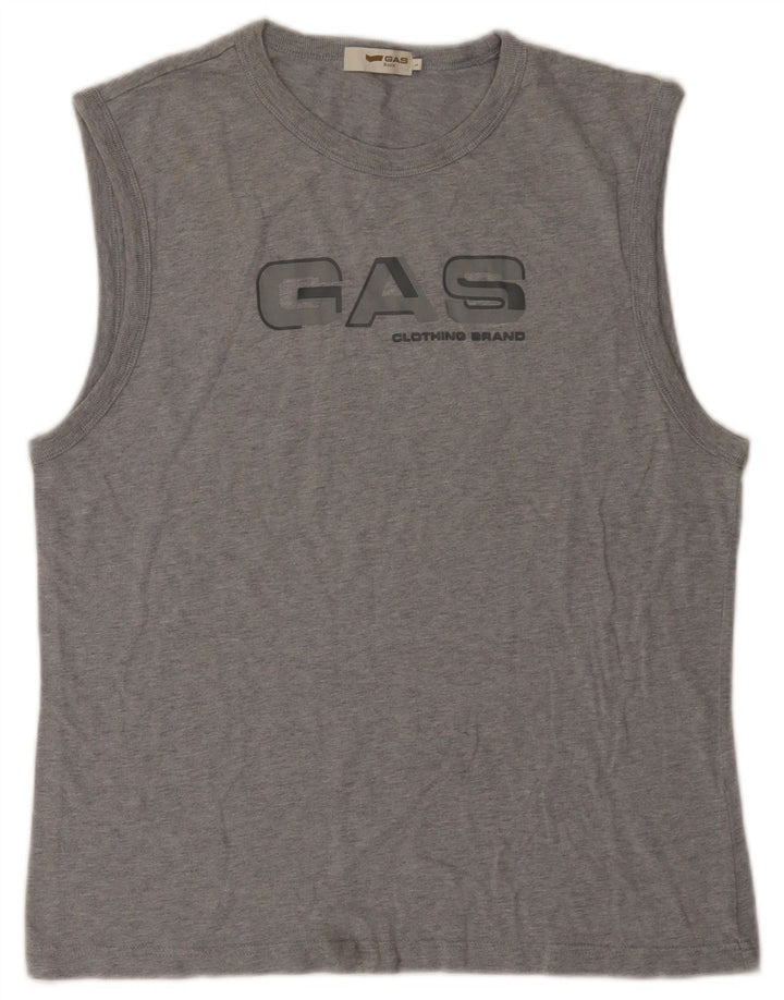 Gas Womens Graphic Vest Top UK 14 Grande Algodão Cinza