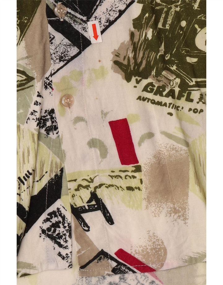 Camisa masculina VINTAGE de manga curta grande verde patchwork viscose