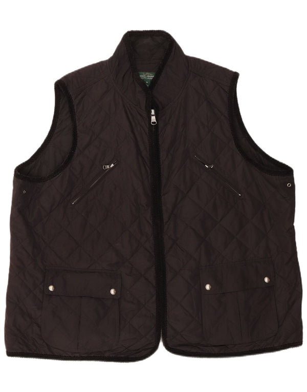 Colete acolchoado feminino Ralph Lauren UK 22 3XL poliéster preto