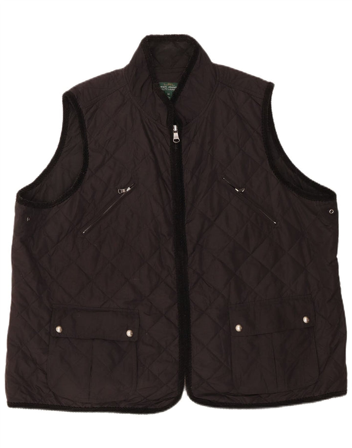 Colete acolchoado feminino Ralph Lauren UK 22 3XL poliéster preto