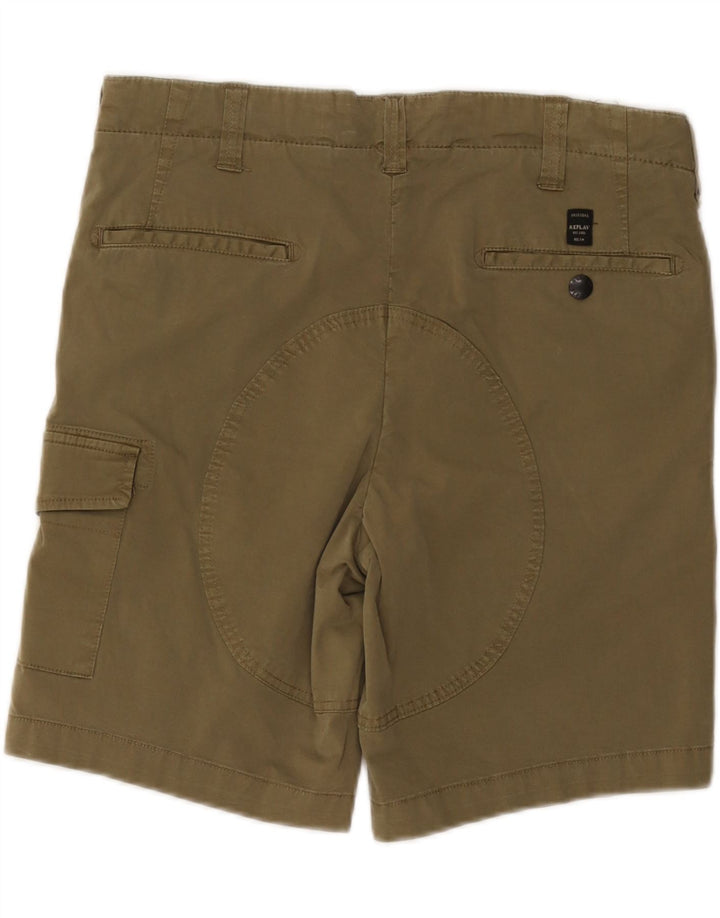 Shorts cargo masculino REPLAY W29 pequeno algodão cáqui