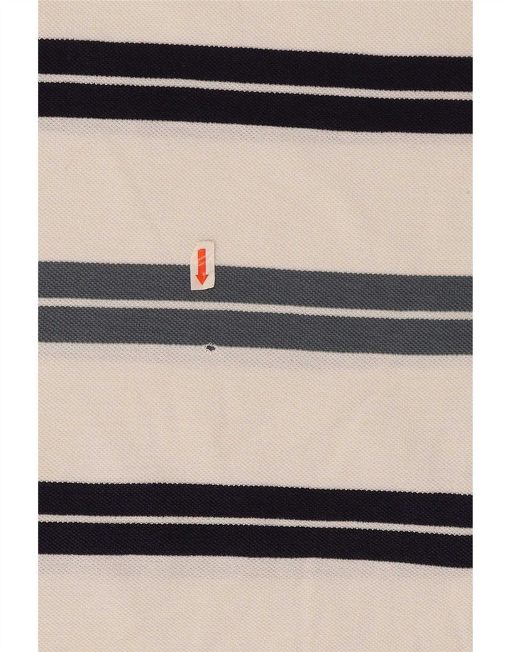 Camisa polo masculina Lacoste tamanho 5 grande listrada branca