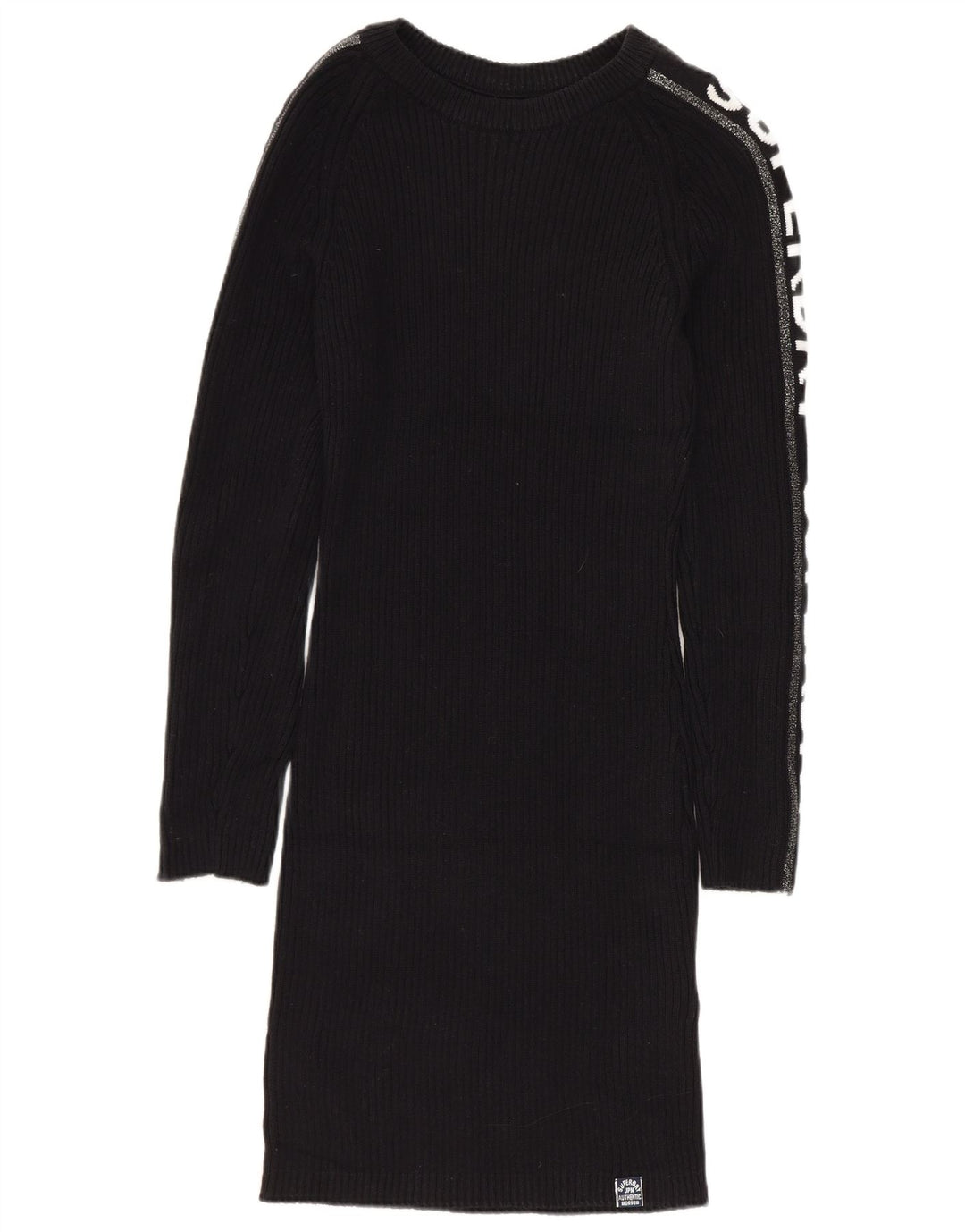 Vestido feminino SUPERDRY com estampa gráfica UK 12 algodão preto médio