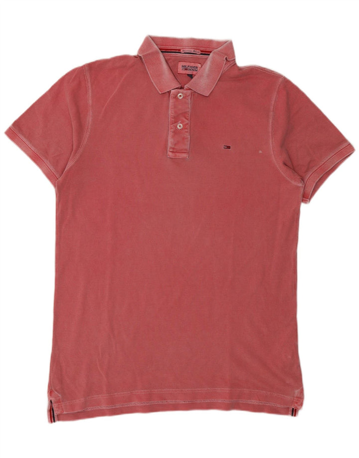 Camisa polo masculina Tommy Hilfiger grande algodão vermelho