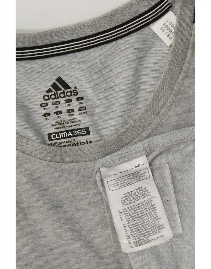 ADIDAS Mens Clima 365 T-Shirt Top XL Grey Cotton Vintage Adidas and Second-Hand Adidas from Messina Hembry 