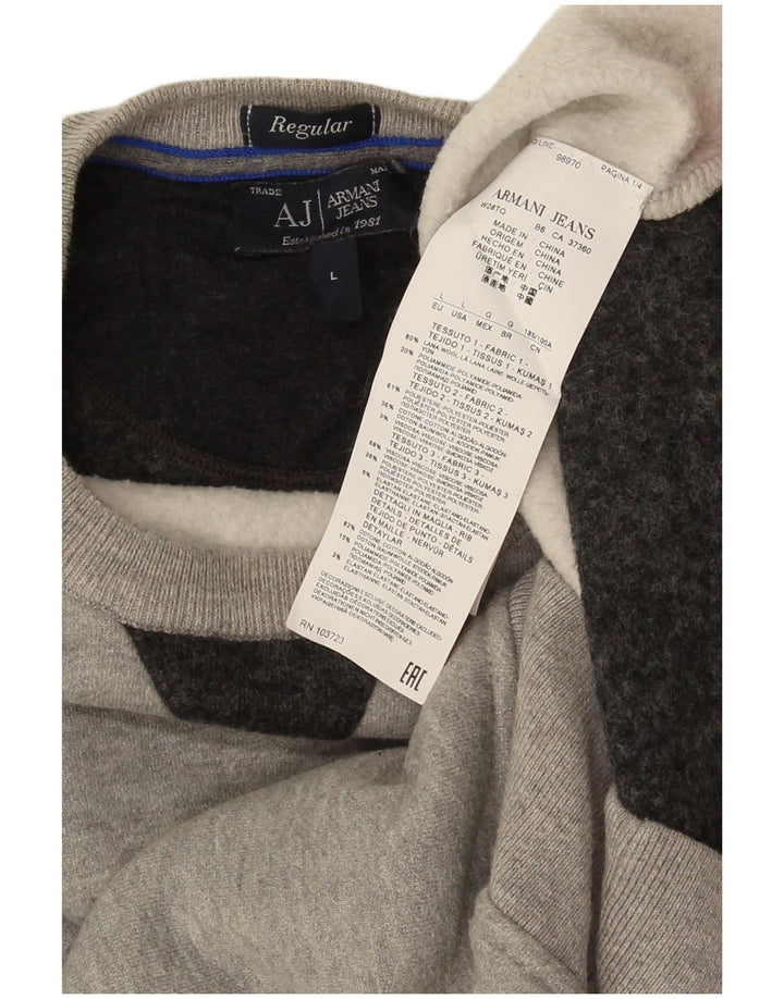 Moletom Armani Jeans Meninos Jumper 10-11 Anos Grande Bloco de Cores Cinza