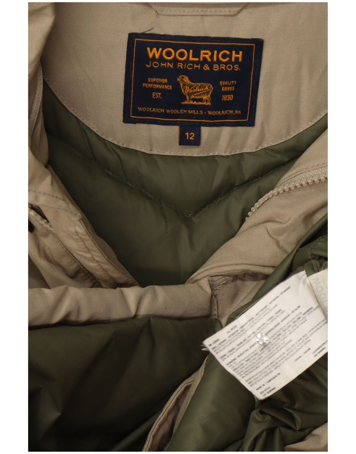 Casaco acolchoado com capuz Woolrich Boys 11-12 anos algodão bege