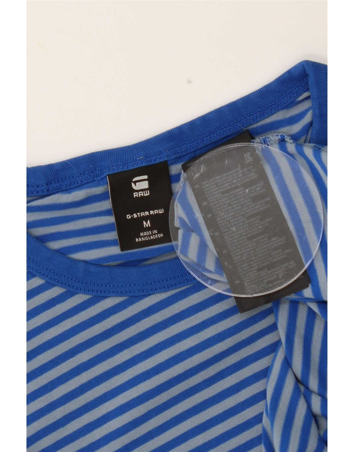 Camiseta feminina G-Star de algodão listrado azul médio