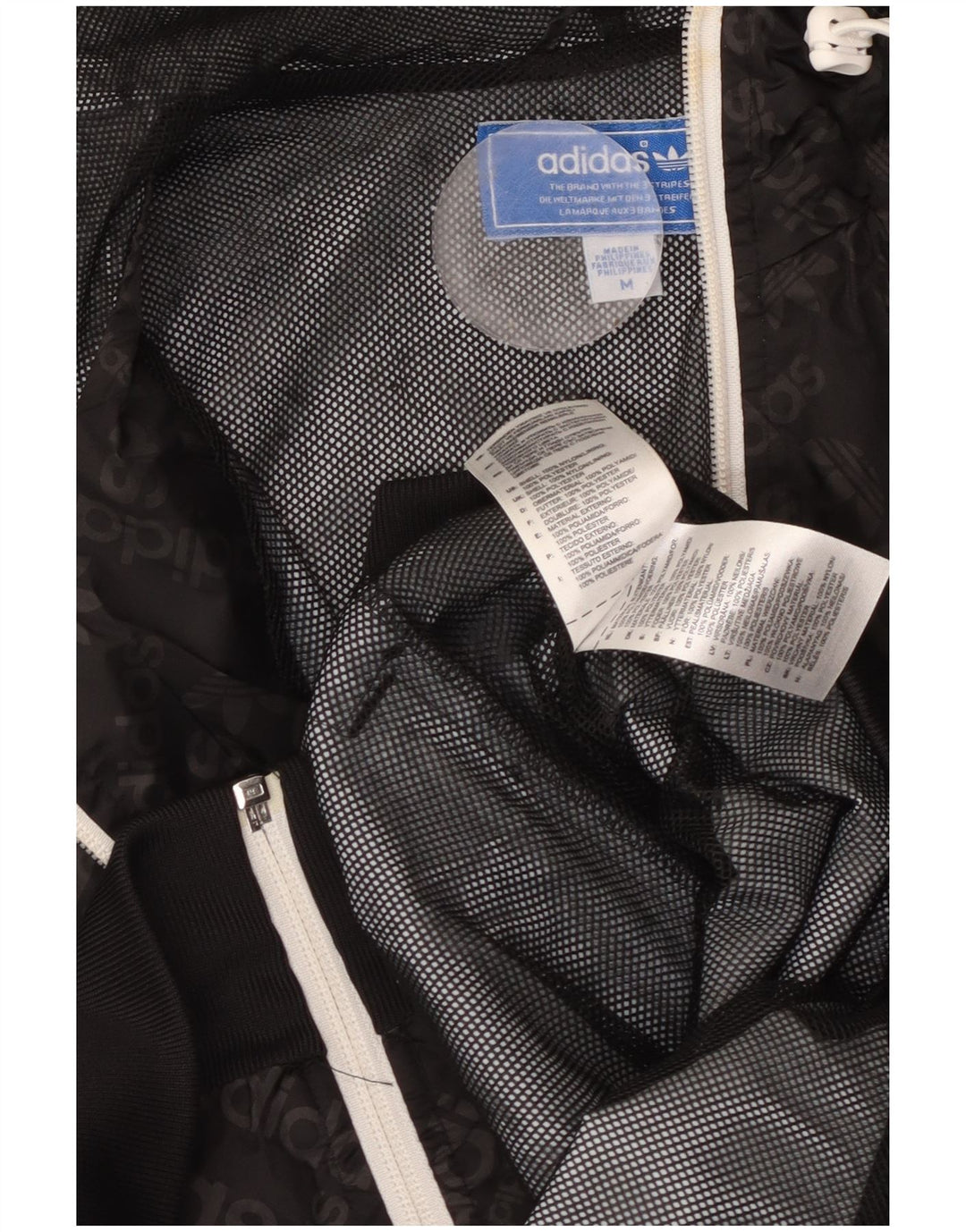 ADIDAS Mens Graphic Hooded Rain Jacket UK 38 Médio Preto Poliamida