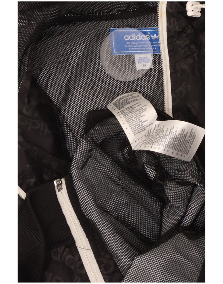 ADIDAS Mens Graphic Hooded Rain Jacket UK 38 Médio Preto Poliamida