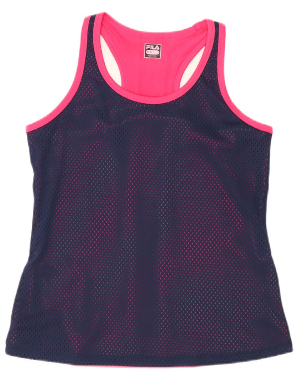 Fila Womens Graphic Vest Top UK 12 Médio Azul Marinho Colourblock Poliéster