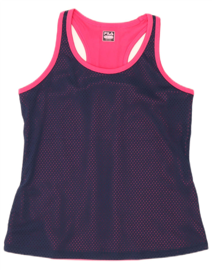 Fila Womens Graphic Vest Top UK 12 Médio Azul Marinho Colourblock Poliéster