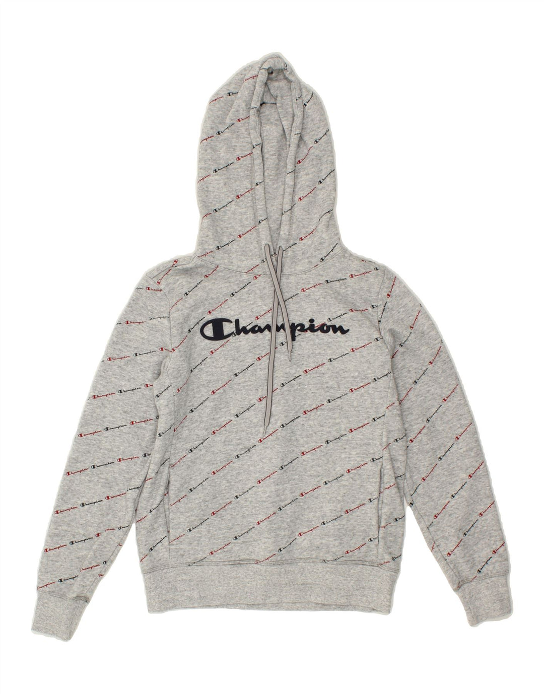 CHAMPION Womens Graphic Hoodie Jumper UK 14 Medium Grey Cotton Vintage Champion and Second-Hand Champion from Messina Hembry 