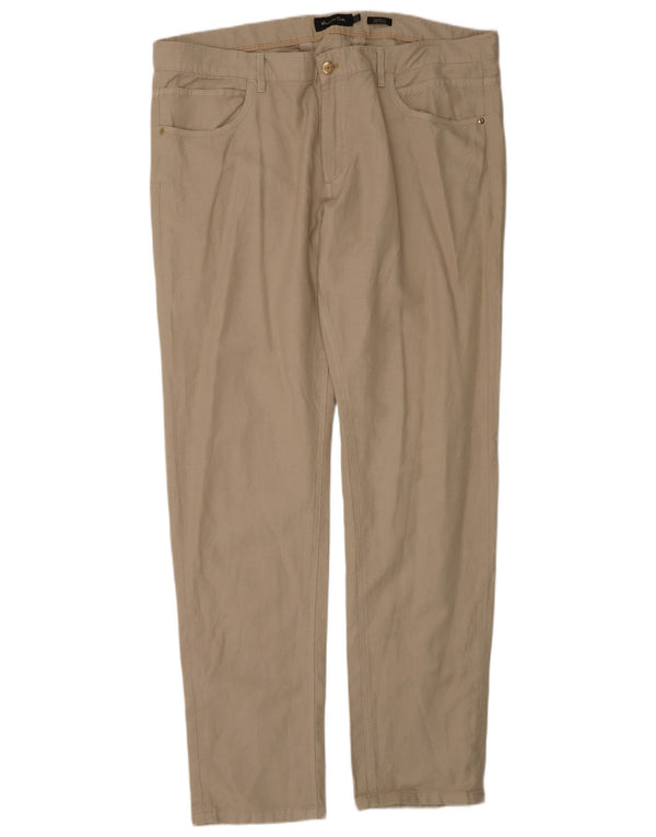 Calça casual reta masculina Massimo Dutti EU 50 2XL W40 L34 bege