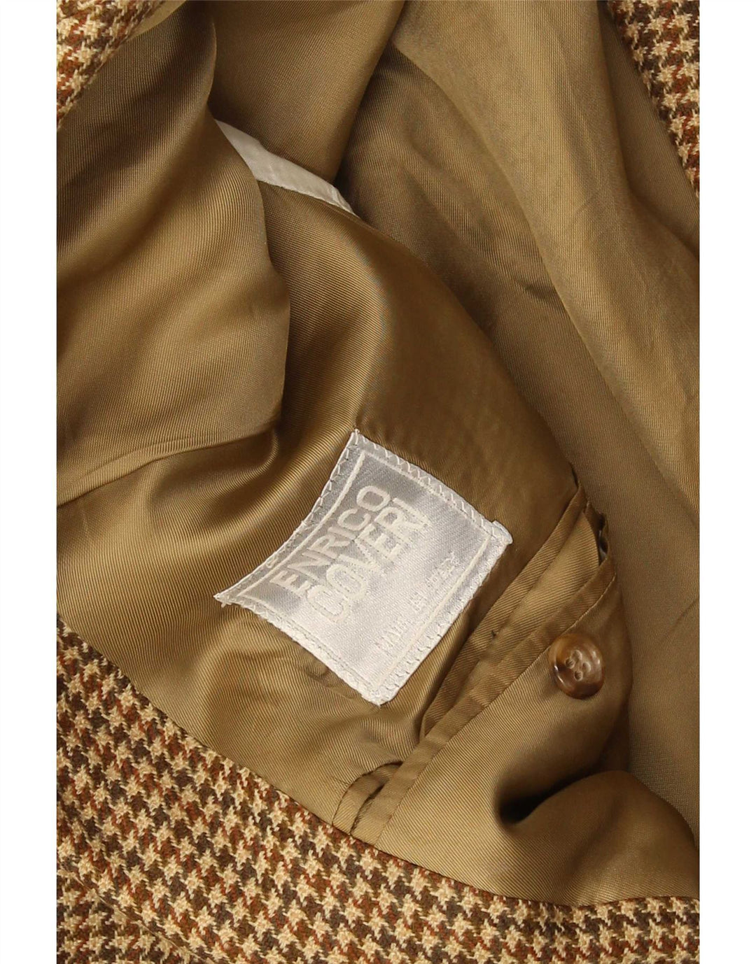 Jaqueta blazer masculina Enrico Coveri com 2 botões Reino Unido 40 grande marrom houndstooth