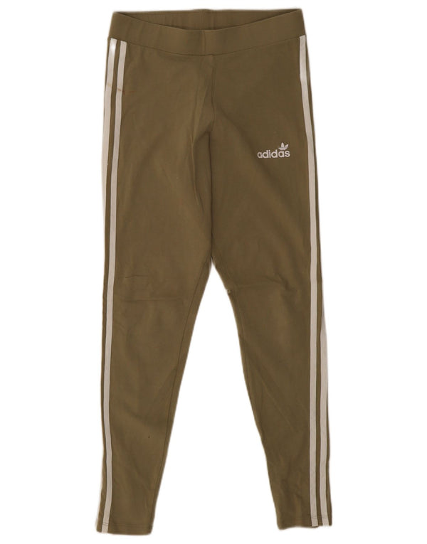 Leggings Adidas Femininas UK 12 Médio Algodão Cáqui