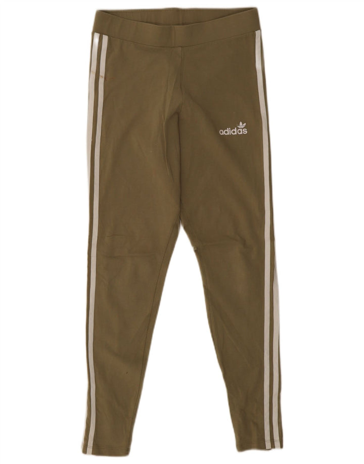 Leggings Adidas Femininas UK 12 Médio Algodão Cáqui