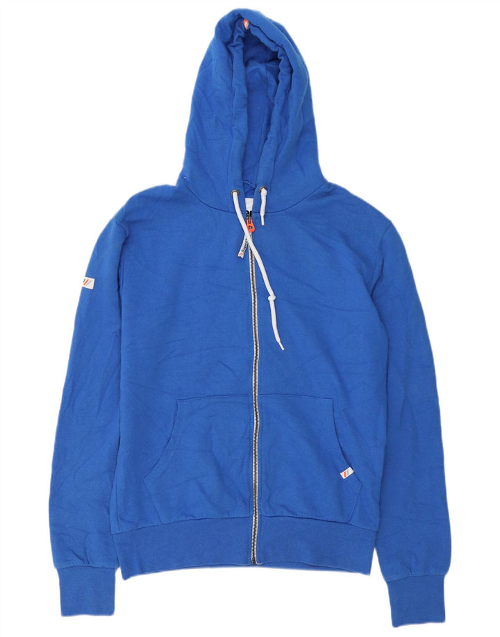 Suéter masculino Superdry com capuz e zíper médio azul algodão
