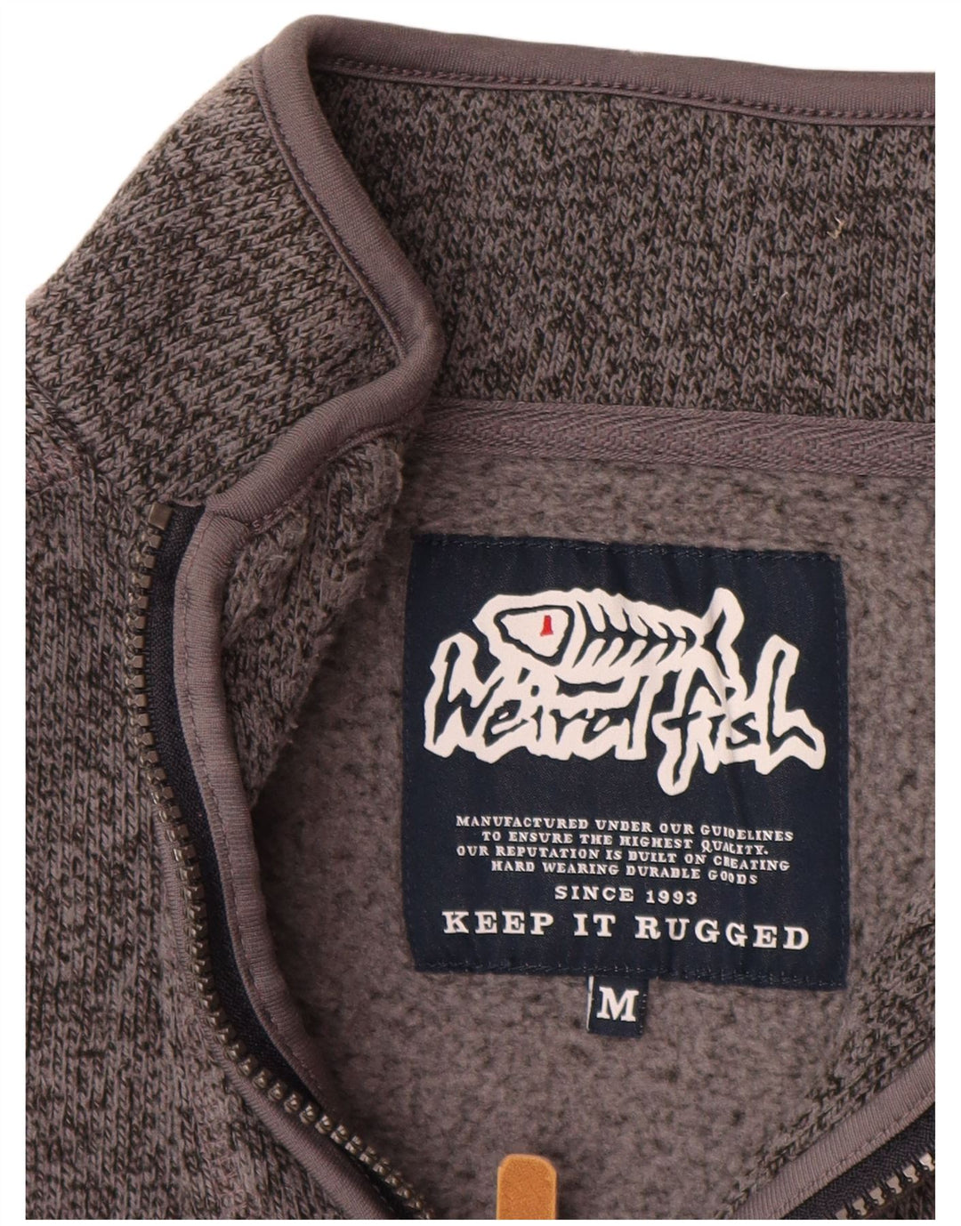 Moletom com capuz masculino Weird Fish com zíper e poliéster cinza médio