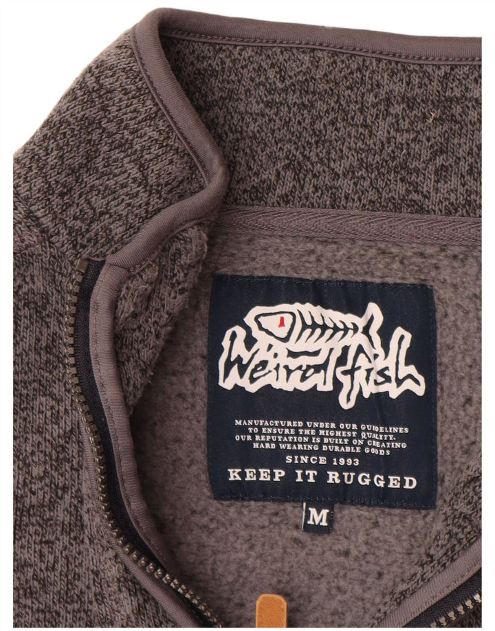 Moletom com capuz masculino Weird Fish com zíper e poliéster cinza médio