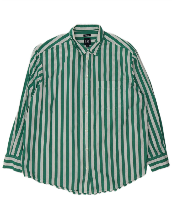 Camisa grande feminina Gap UK 10 algodão listrado verde pequeno