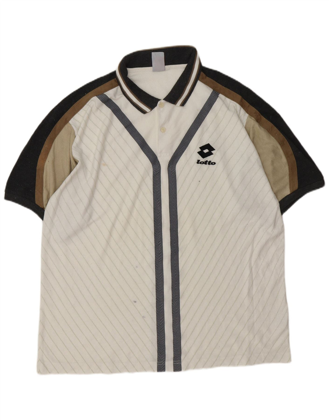 Camisa polo masculina LOTTO XL branca em poliéster colorido