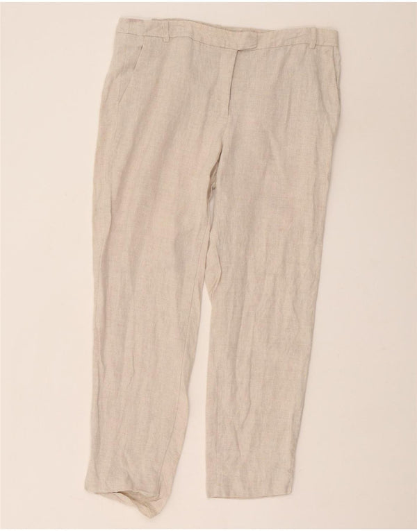 Zara Mens Straight Suit Calças EU 40 Médio W32 L25 Bege Flecked Linen