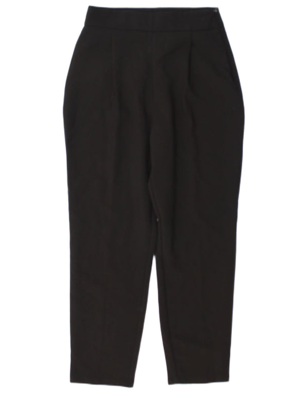 Zara Calça feminina casual cintura alta cônica pequena W26 L27 preta