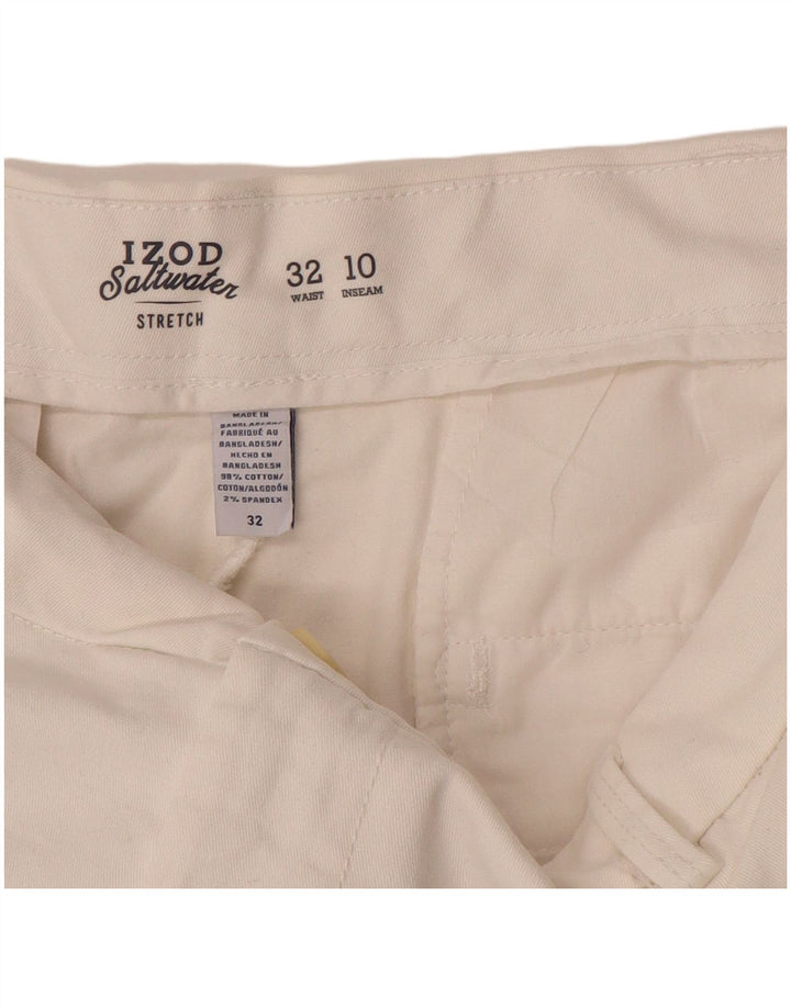 Shorts chino masculino IZOD água salgada W32 algodão branco médio