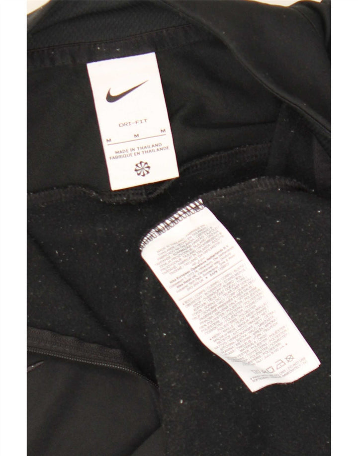 Nike Mens Dri Fit Zip Neck Pullover Treino Top Médio Preto Poliéster