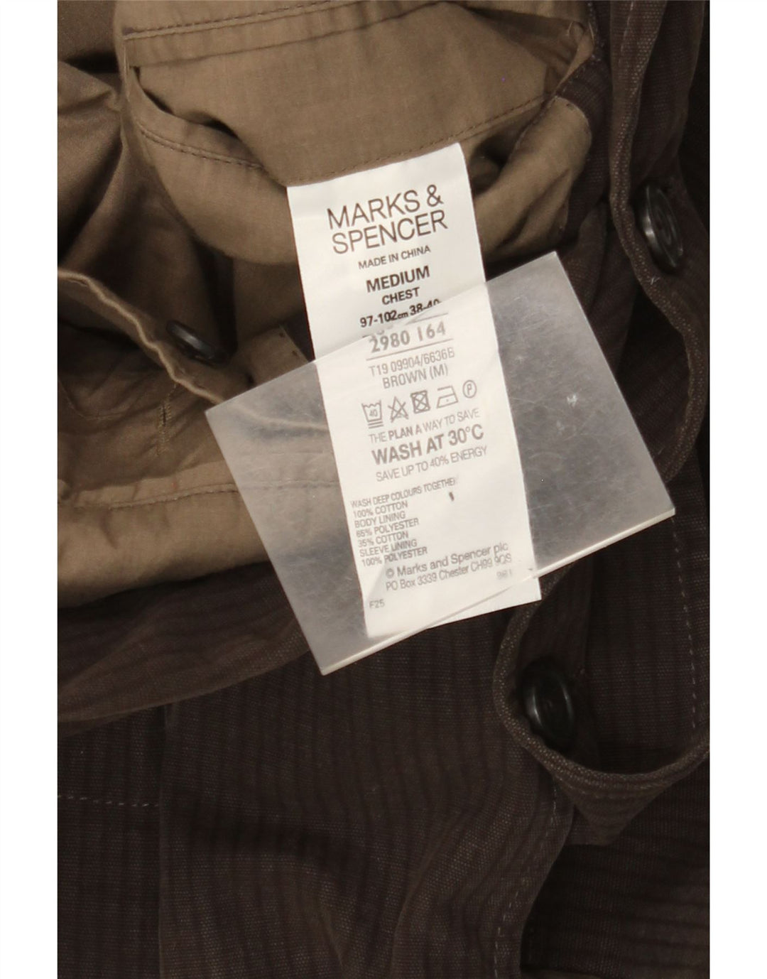 Jaqueta blazer masculina de 2 botões Marks & Spencer Reino Unido 38 risca de giz marrom médio