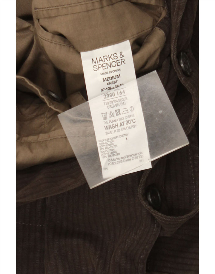 Jaqueta blazer masculina de 2 botões Marks & Spencer Reino Unido 38 risca de giz marrom médio