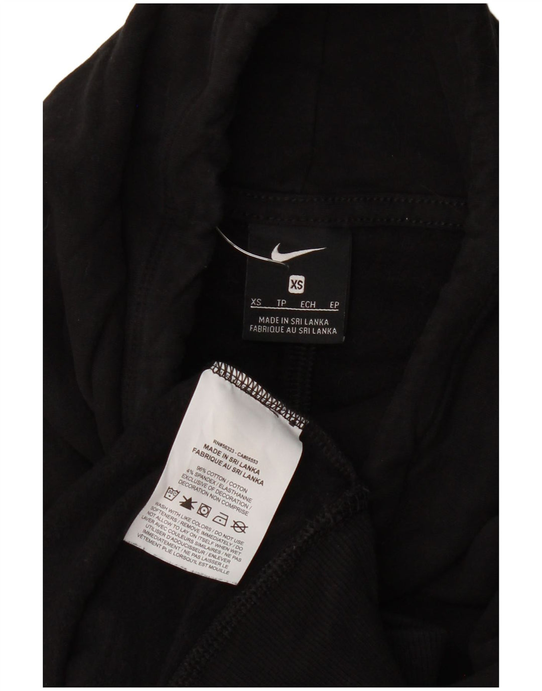 Nike feminino oversized moletom jumper uk 6 xs algodão preto
