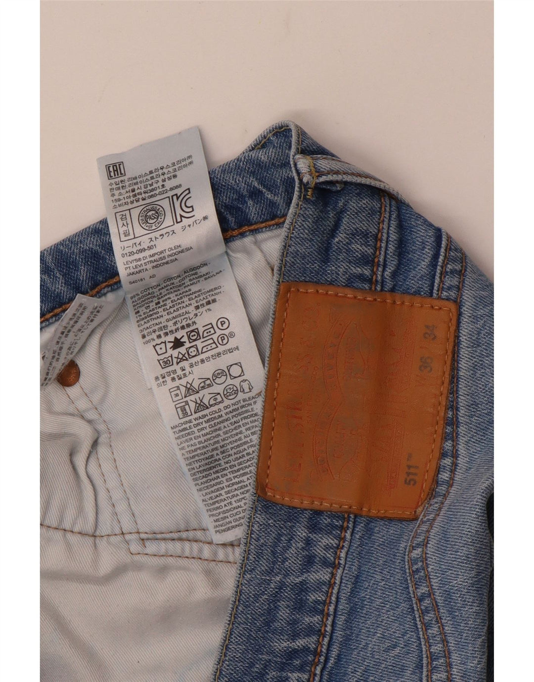 Calça Jeans Levis 511 Slim Masculina W36 L30 Azul Algodão