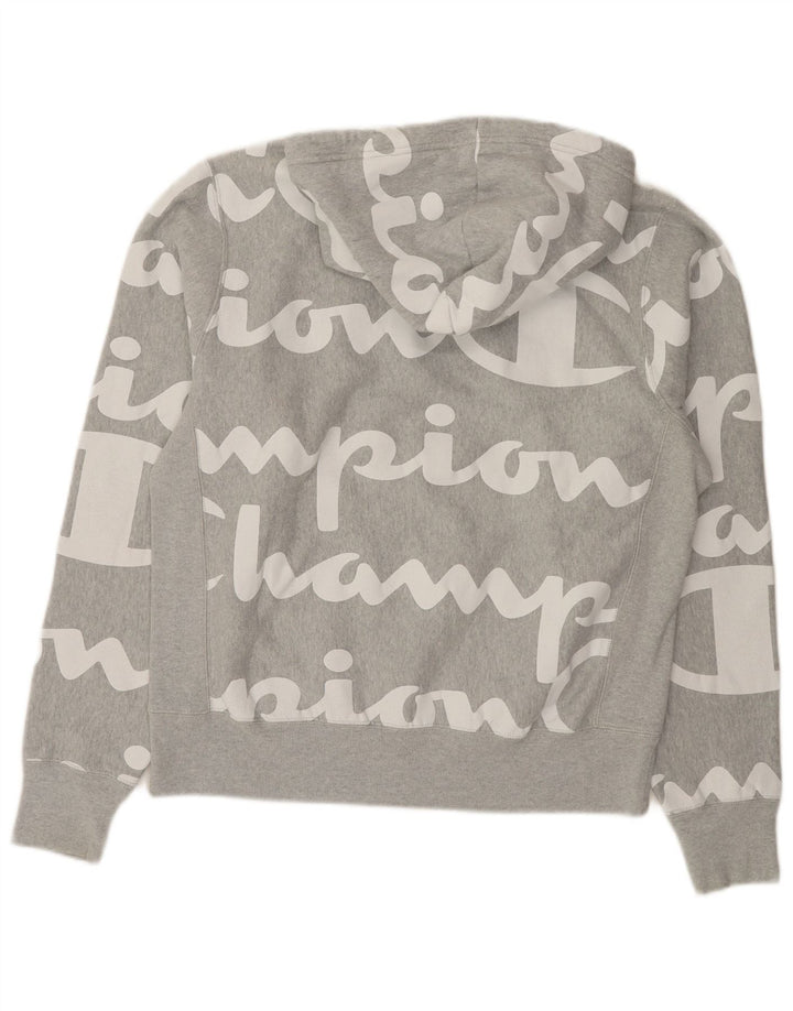 Jumper com capuz gráfico masculino Champion algodão cinza médio