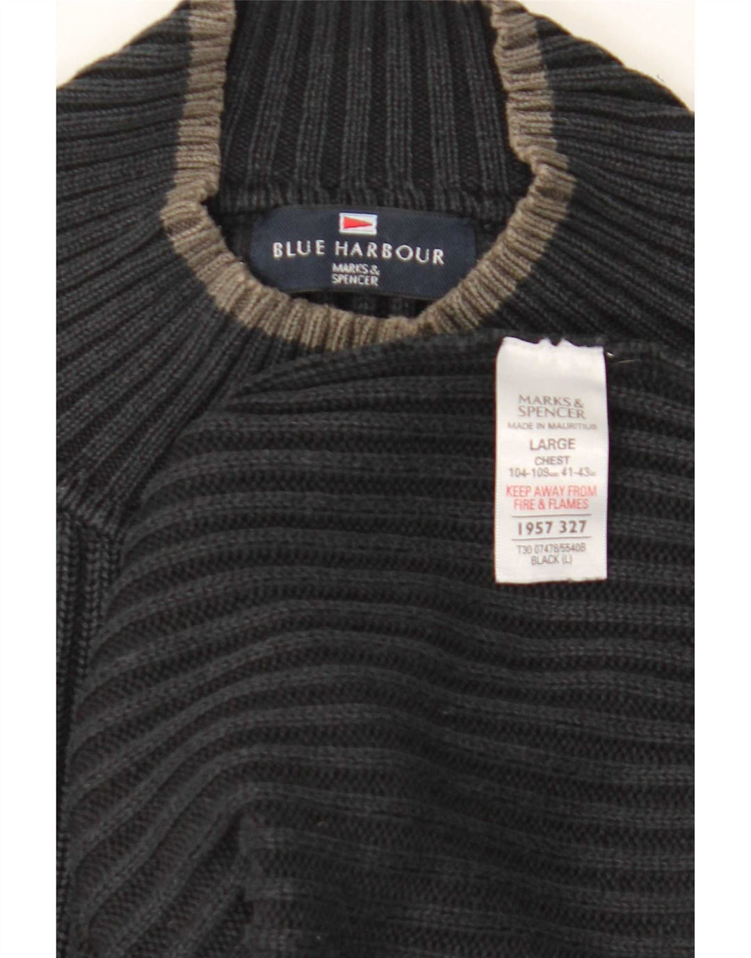 Suéter masculino Marks & Spencer Blue Harbor com gola redonda, grande azul marinho