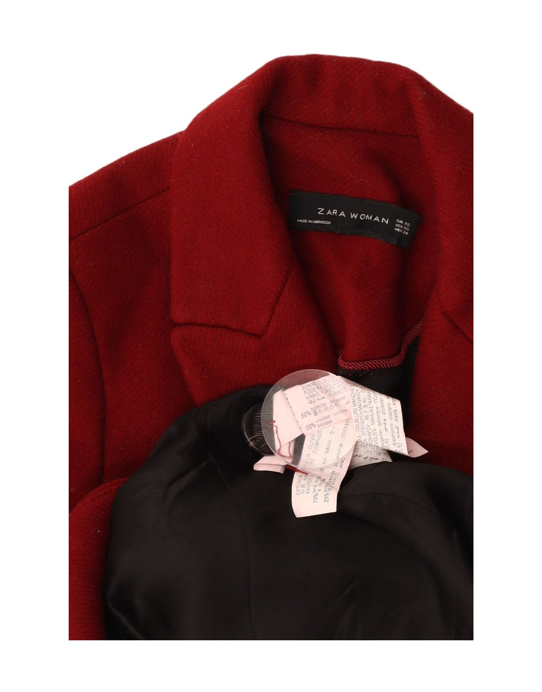 Sobretudo feminino ZARA UK 6 XS poliéster vermelho