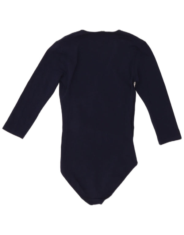 Macacão feminino Zara manga 3/4 Reino Unido 8 pequeno algodão azul marinho