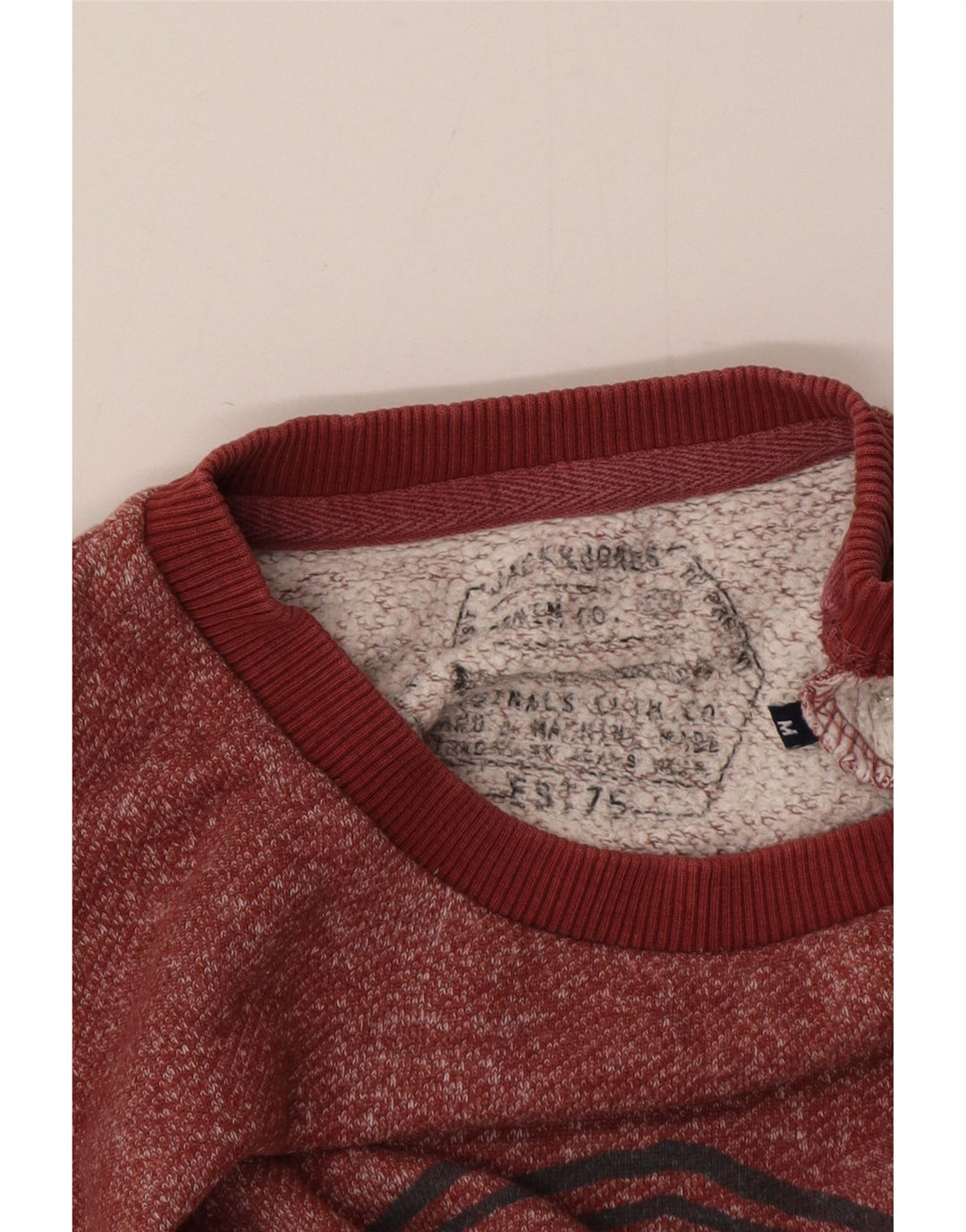 Jack & Jones moletom gráfico masculino jumper médio algodão manchado cor de vinho
