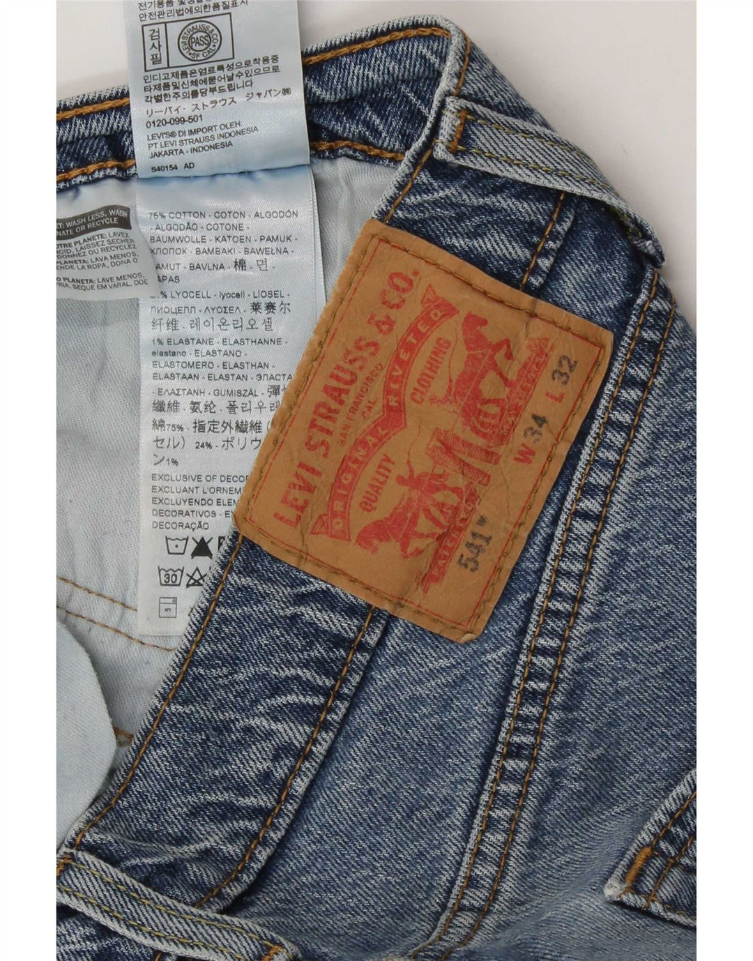 Levi's Masculino 541 Straight Jeans W34 L32 Azul Algodão