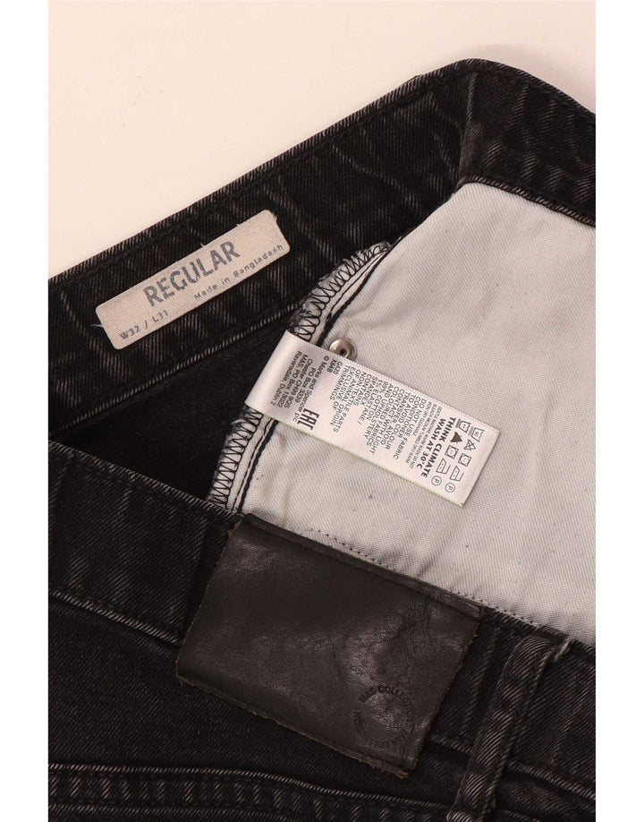 Calça jeans reta regular masculina Marks & Spencer W32 L31 algodão preto