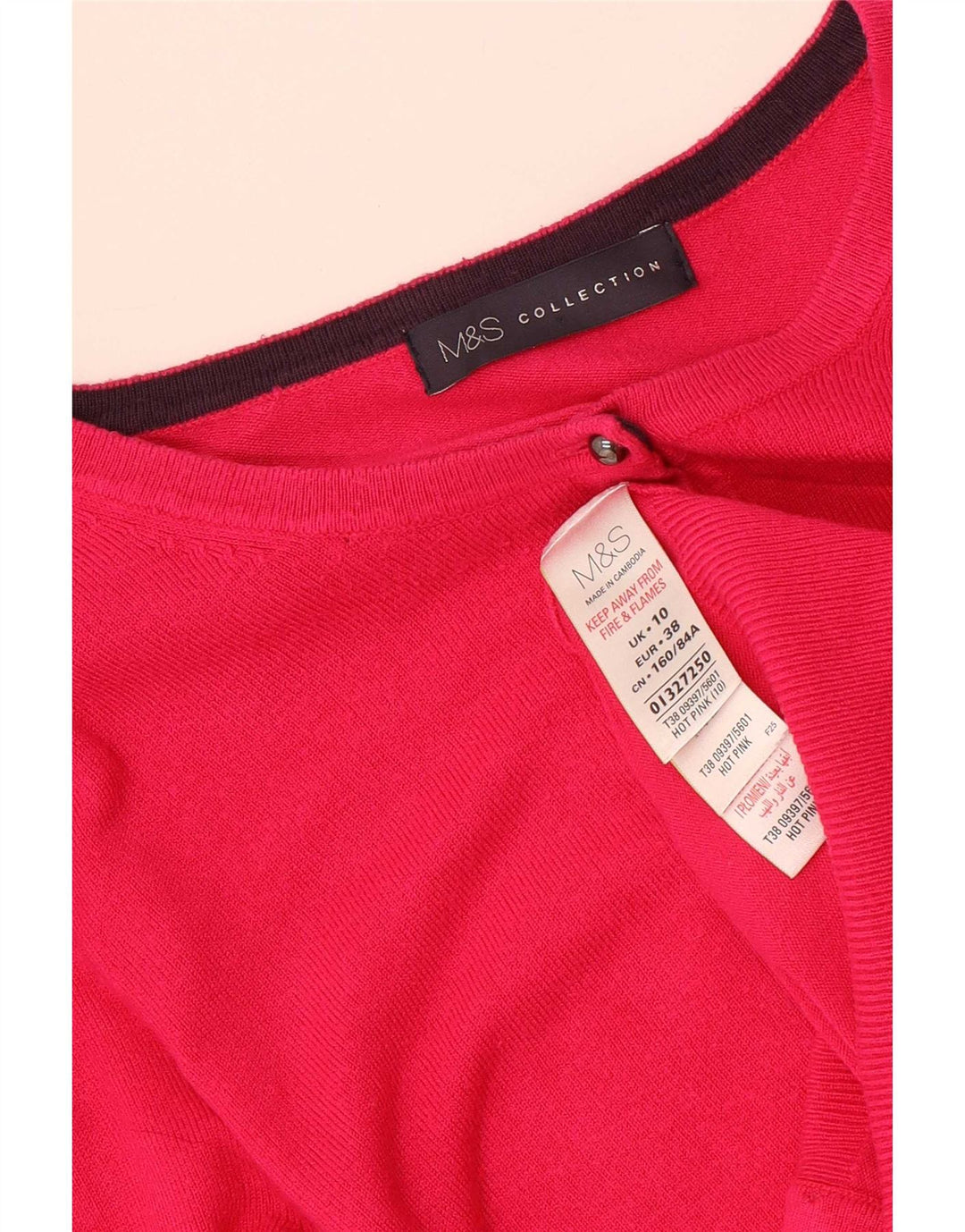 Suéter cardigã feminino Marks & Spencer Reino Unido 10 viscose rosa pequena