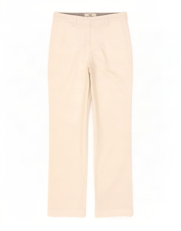 Marks & Spencer Womens Straight Chino Trousers UK 10 Small W30 L31 White