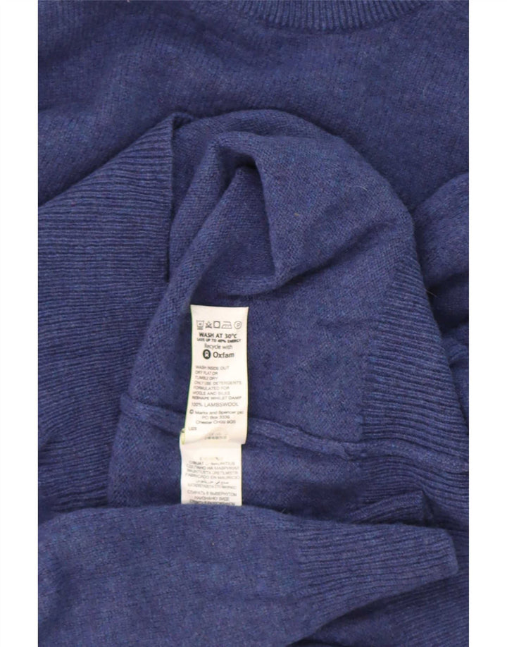 Suéter masculino Marks & Spencer Blue Harbor com gola redonda, lã de cordeiro média
